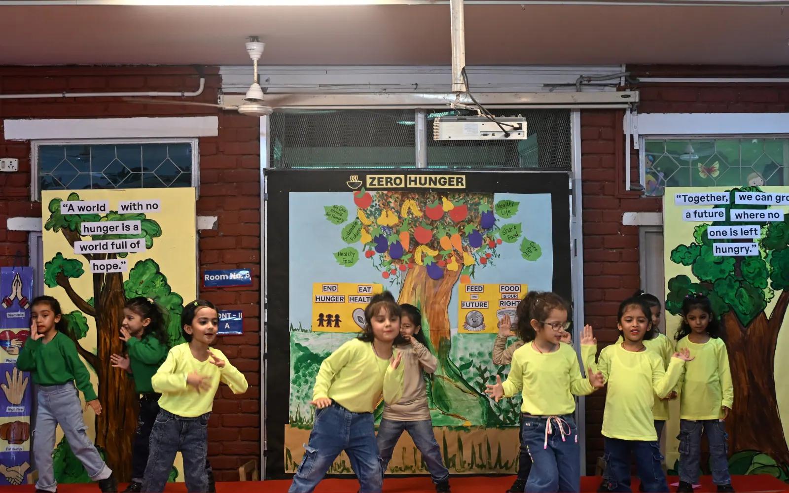 Children performing an environmental awareness skit