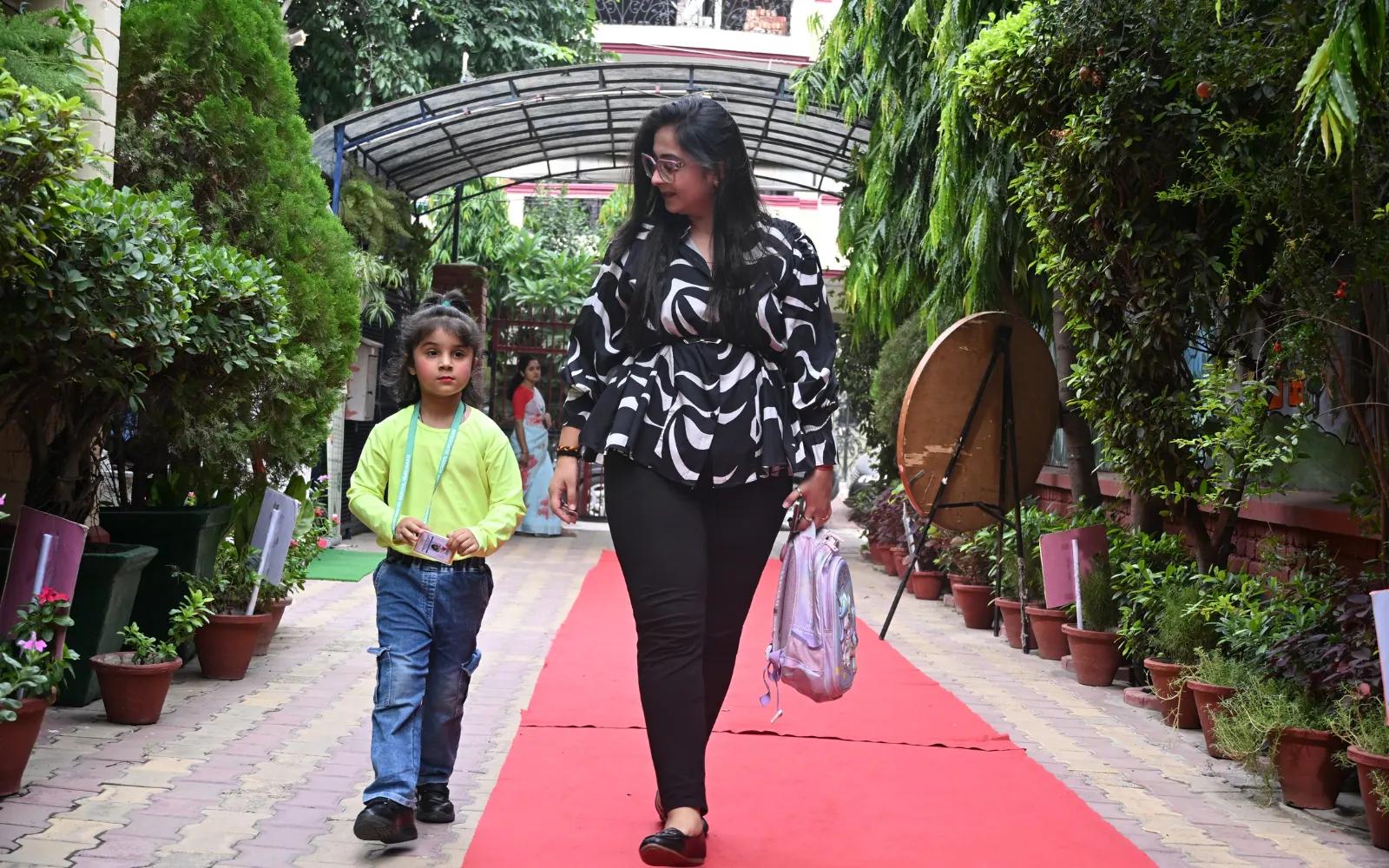 A child arriving with a parent