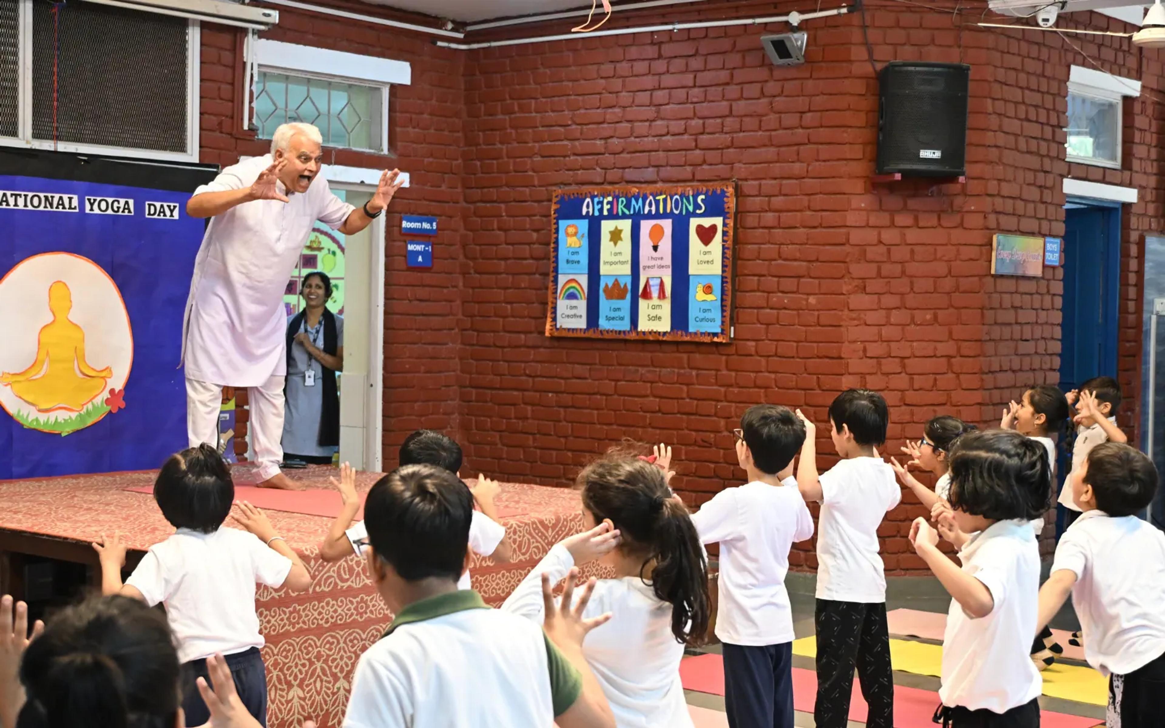 Children taking part in a yoga session