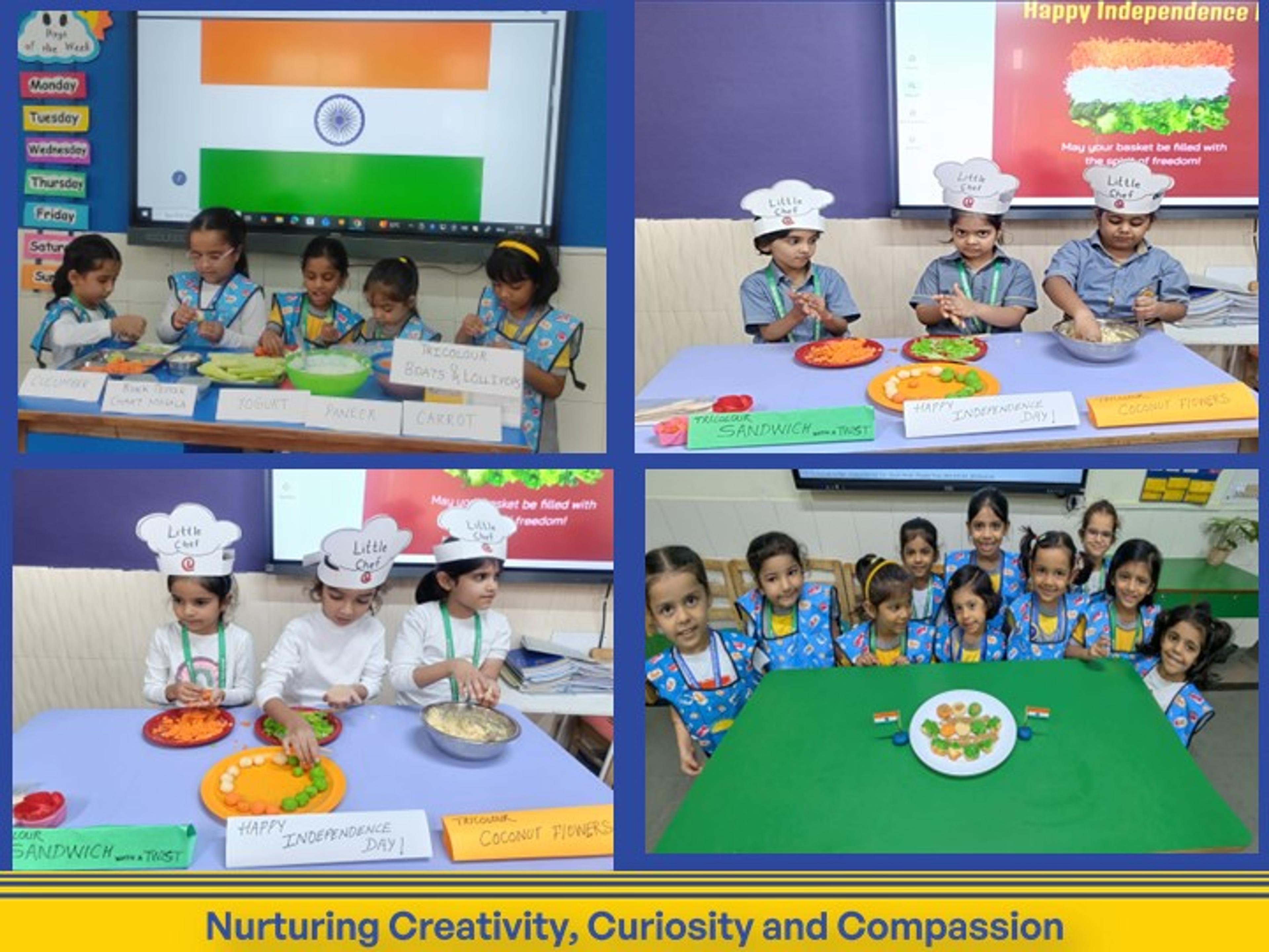Little chefs explored creativity and patriotism through fun, imaginative fireless cooking.