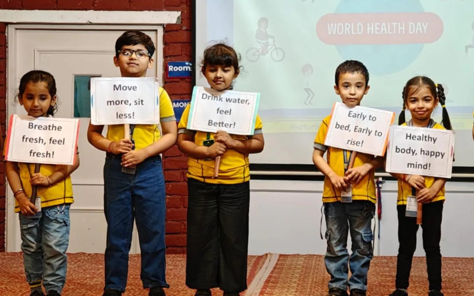 Children sharing health-awareness messages