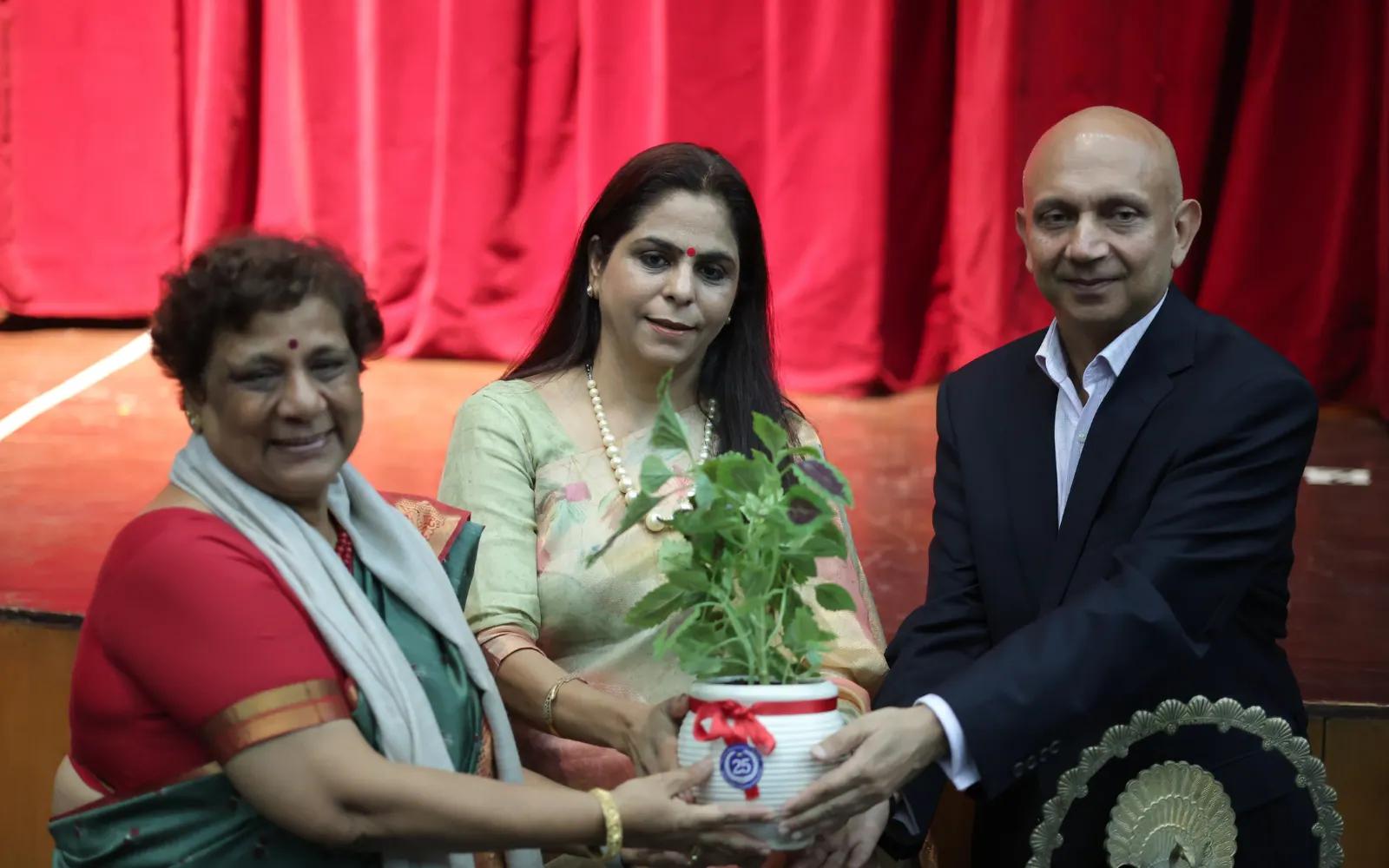 A sapling presented during a school programme