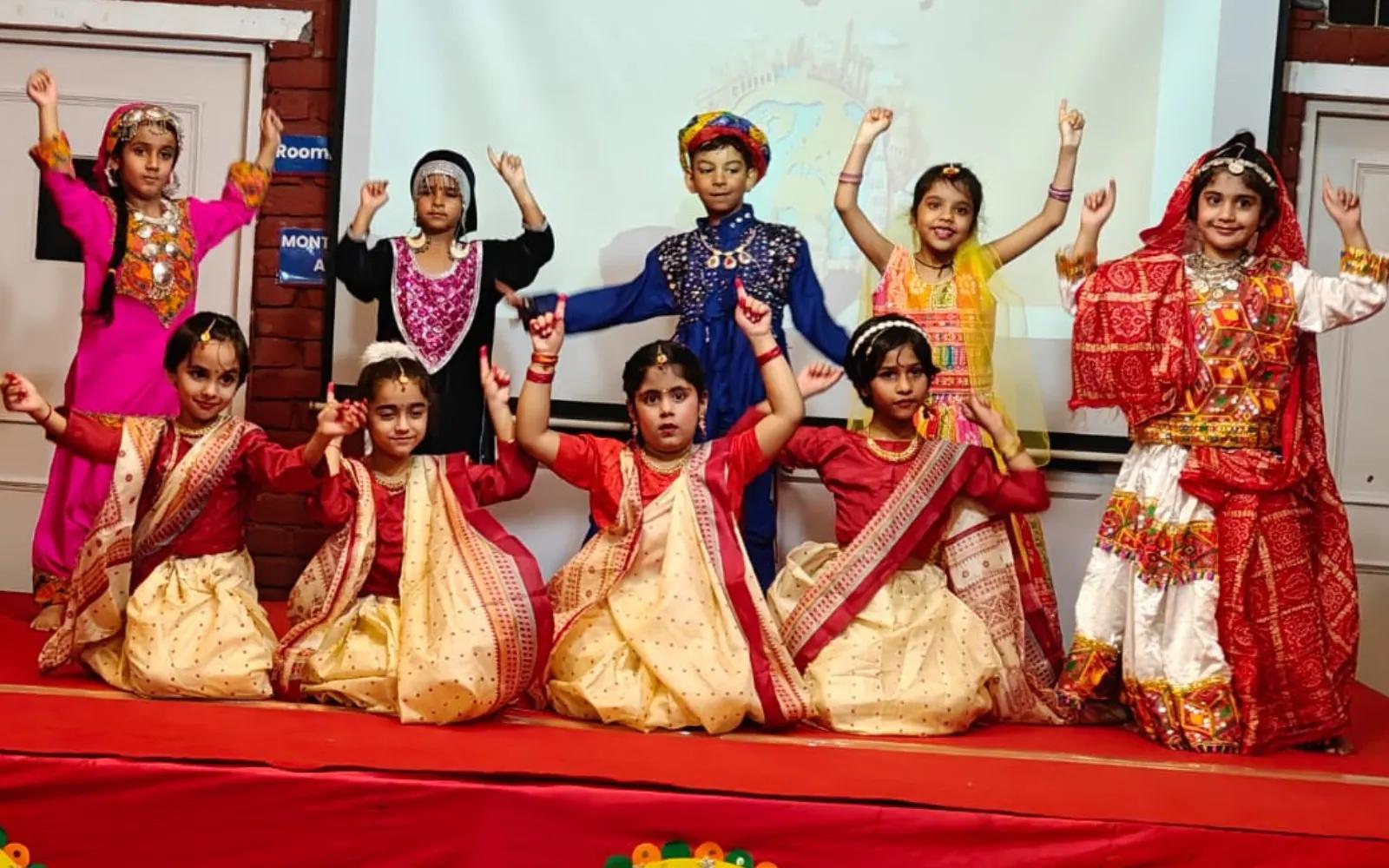 Children in colourful traditional dress