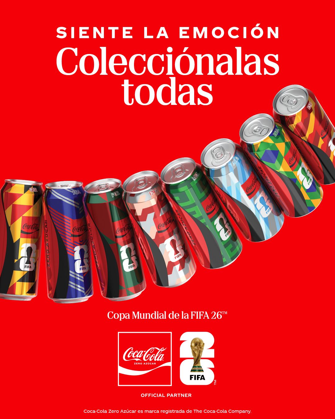 Colecciona las 8 latas de edición limitada de Coca-Cola Zero Azúcar con los países participantes del Mundial de fútbol 
