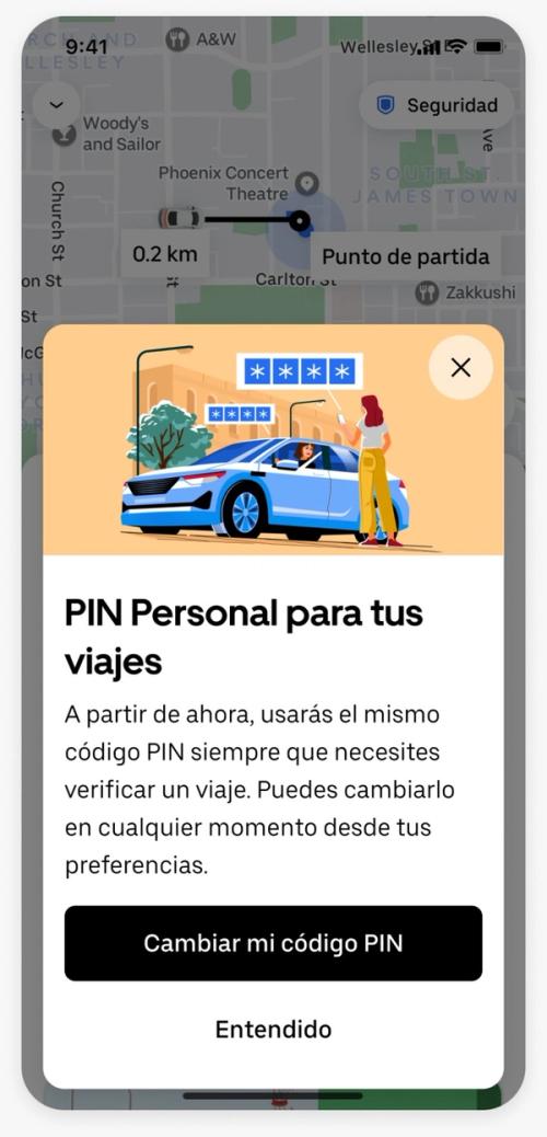 Súbete al auto correcto: ahora es más fácil con el  Código PIN personal de Uber
