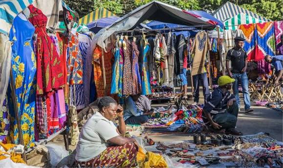 Maasai Market, Kenya, with vendors and their goods on display
