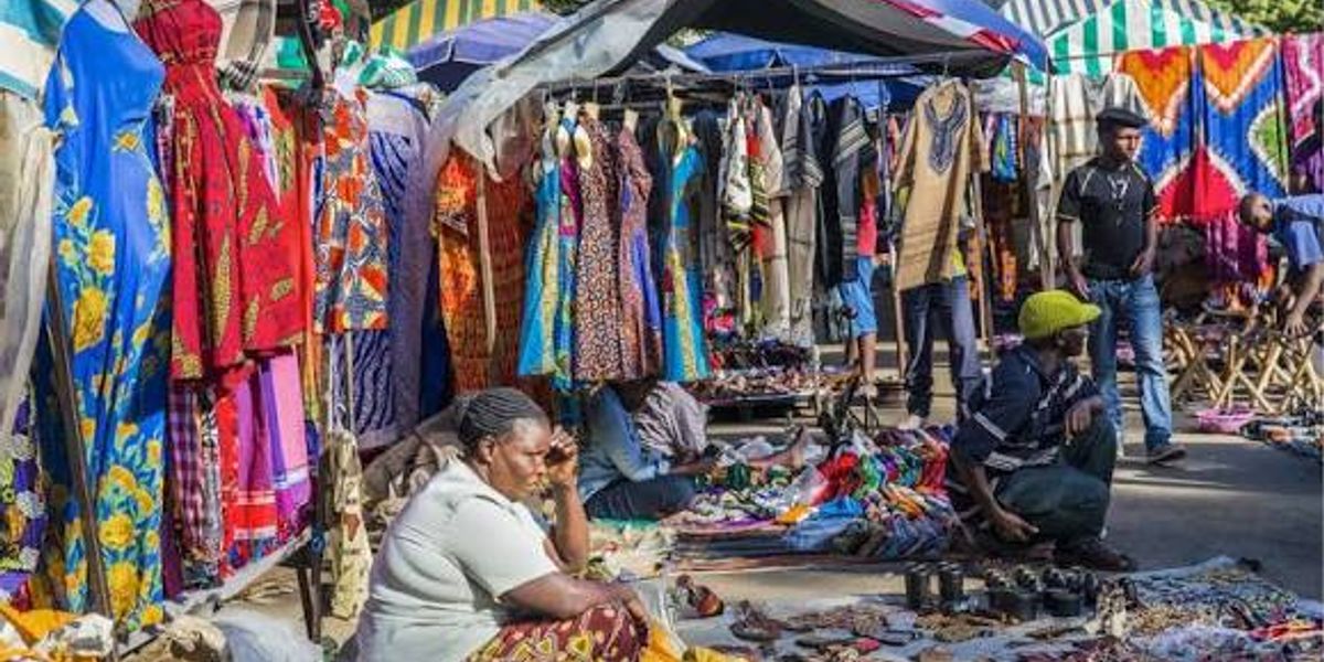 Maasai Market, Kenya, with vendors and their goods on display