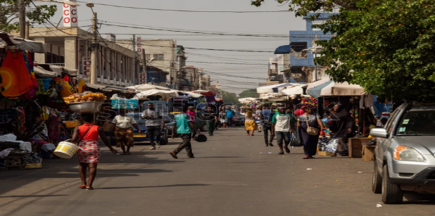 Street View of a market in Lome, Togo