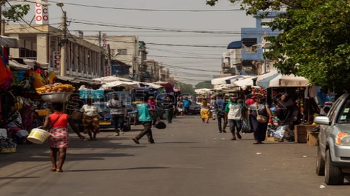 Street View of a market in Lome, Togo
