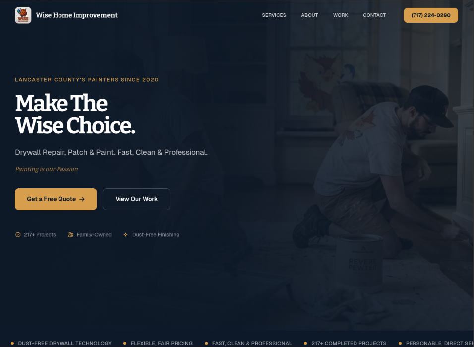 Local painting business website design