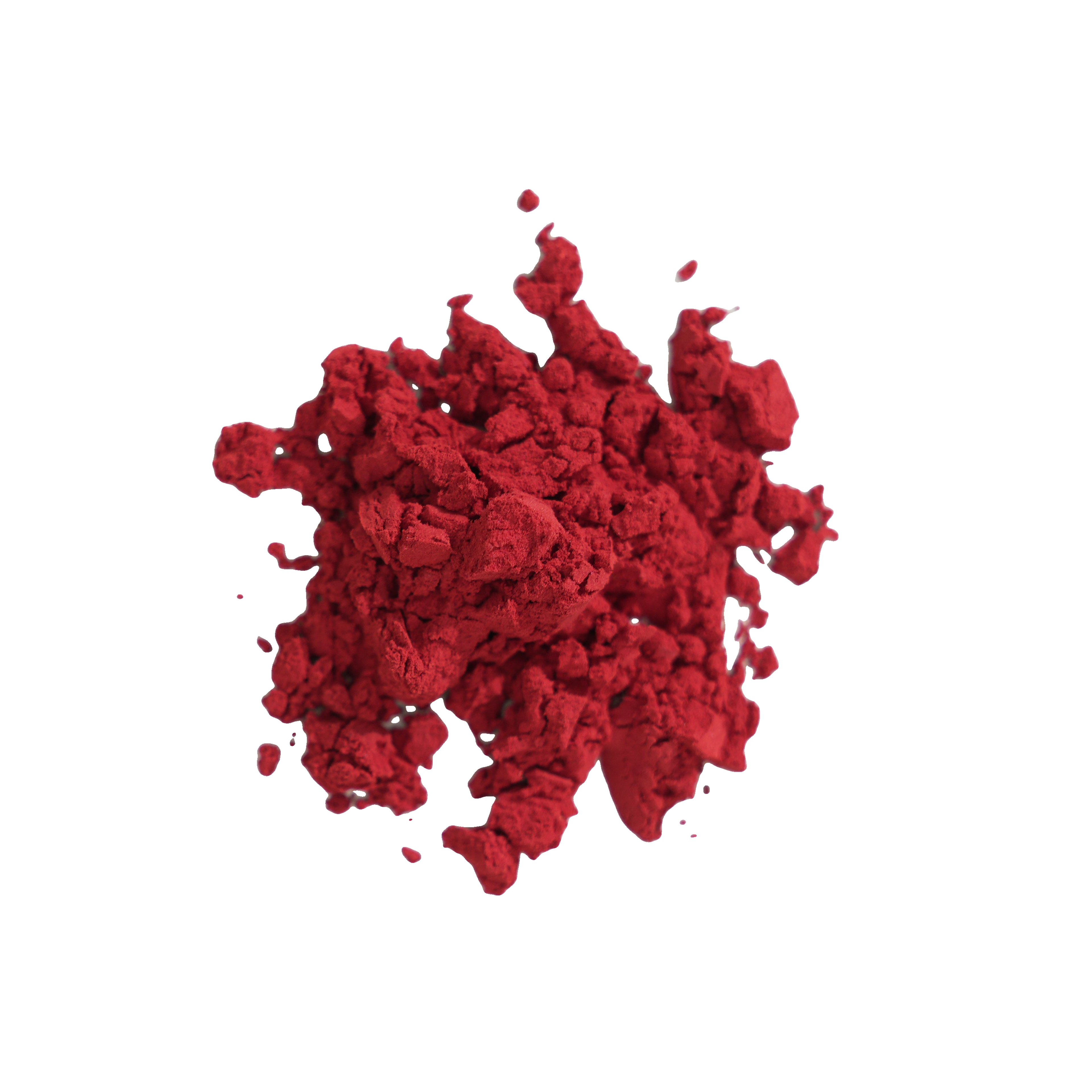 Irregular cluster of deep red powder, shown as a visual for PQQ.
