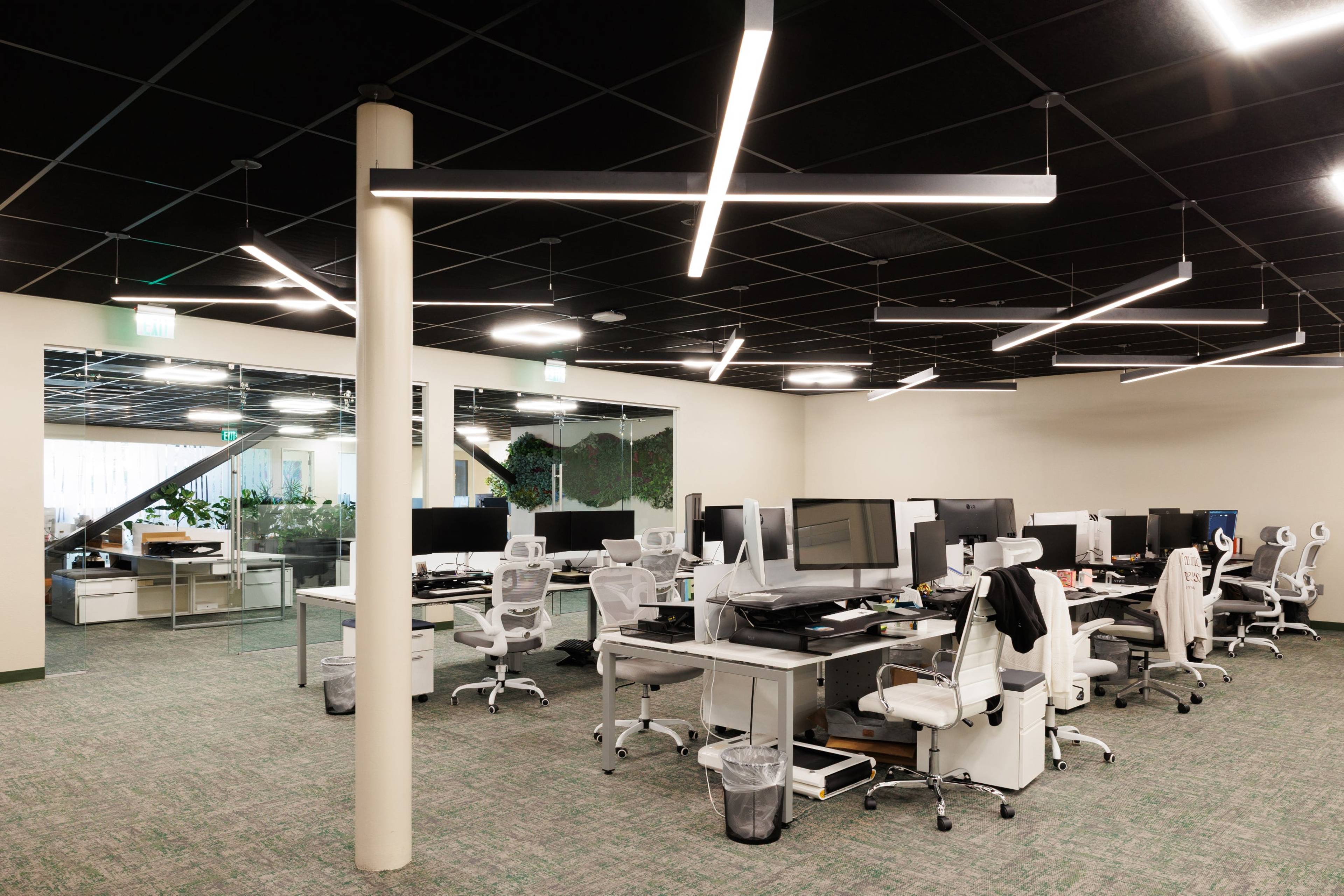 Open workspace with rows of desks