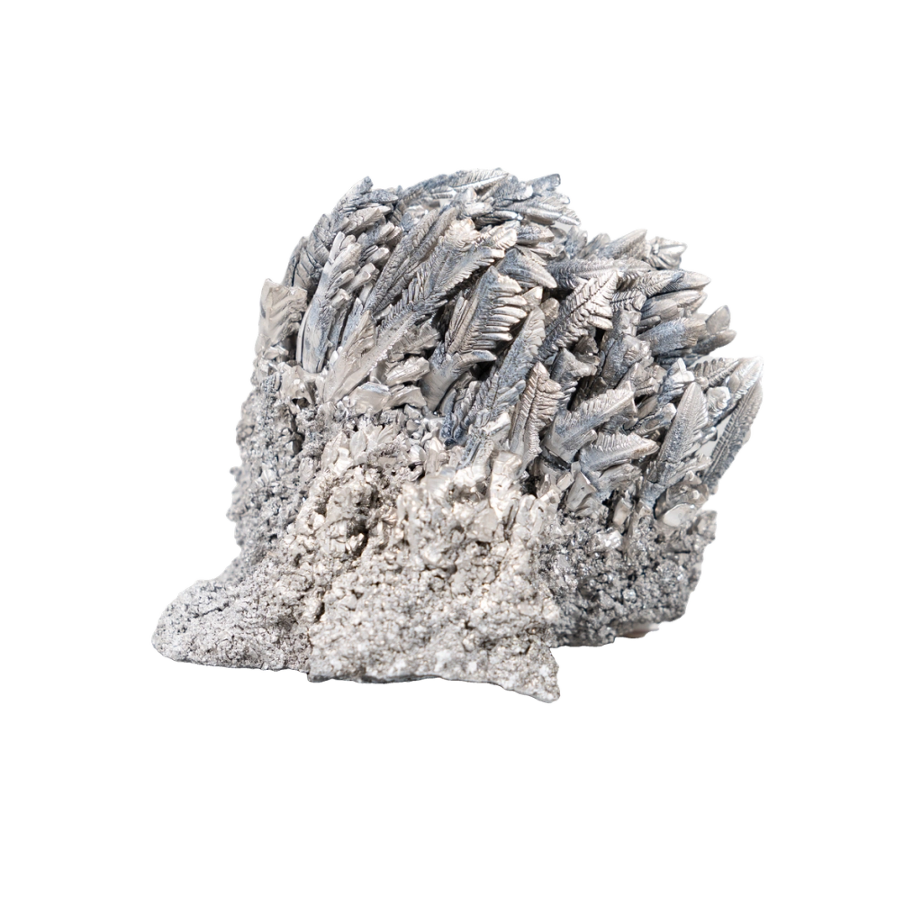 Silvery-gray crystalline cluster illustrating an ingredient.
