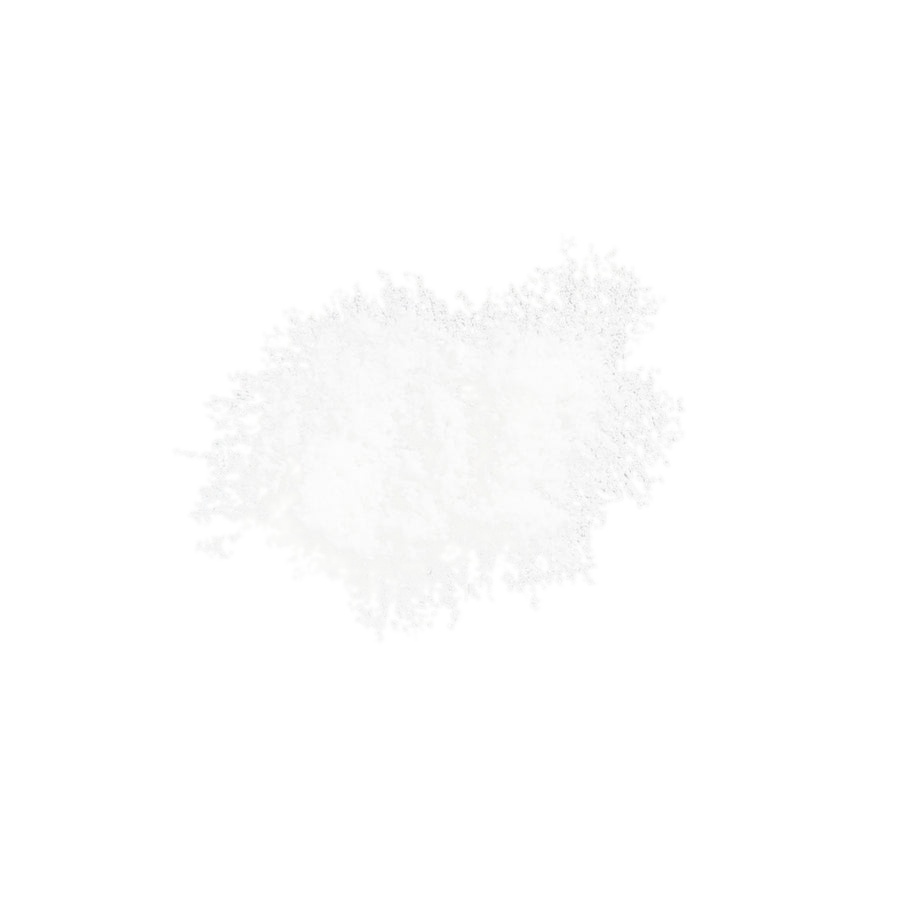 Irregular white powder-like textured cluster representing an ingredient.