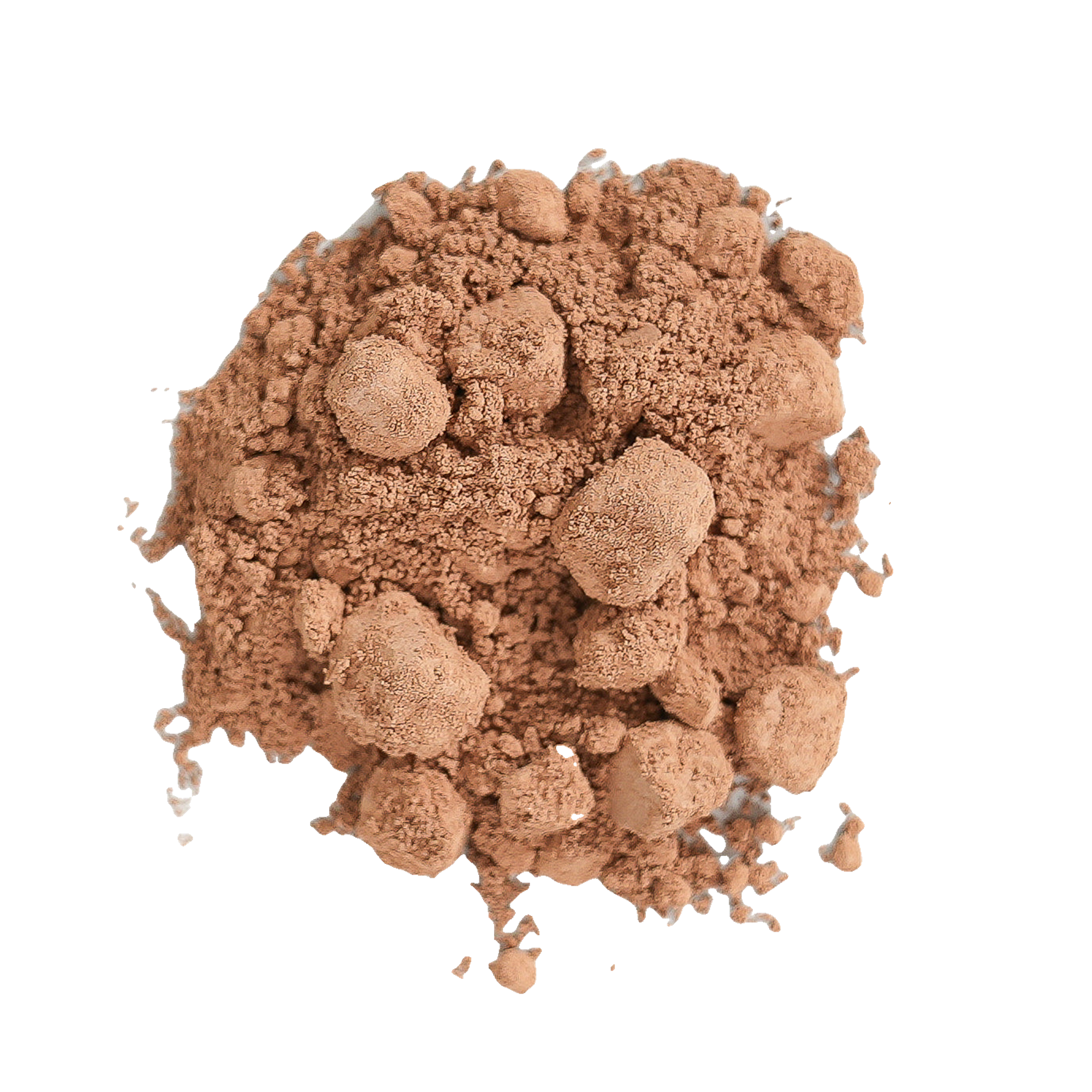 A mound of fine brown powder with several larger clumps.