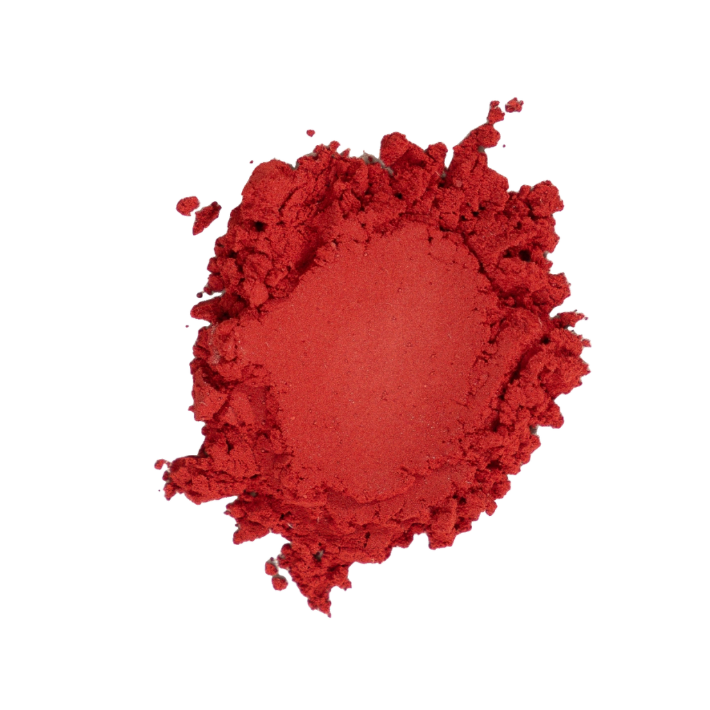 A mound of vivid red powder, shown as an ingredient visual for Icelandic Astaxanthin.