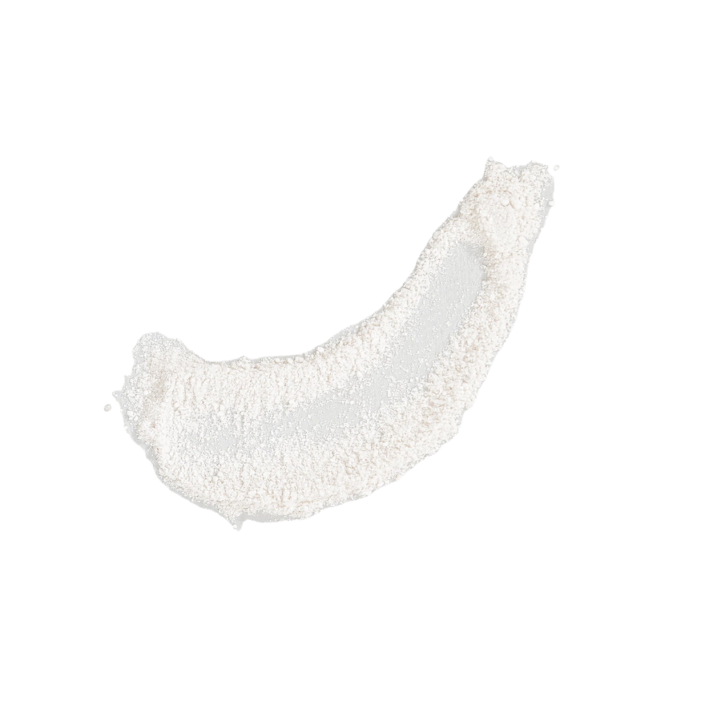 Curved, crescent-shaped white textured form representing an ingredient.