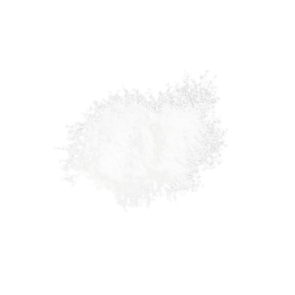 A white powdery cluster with a loose, radiating edge, representing an ingredient.