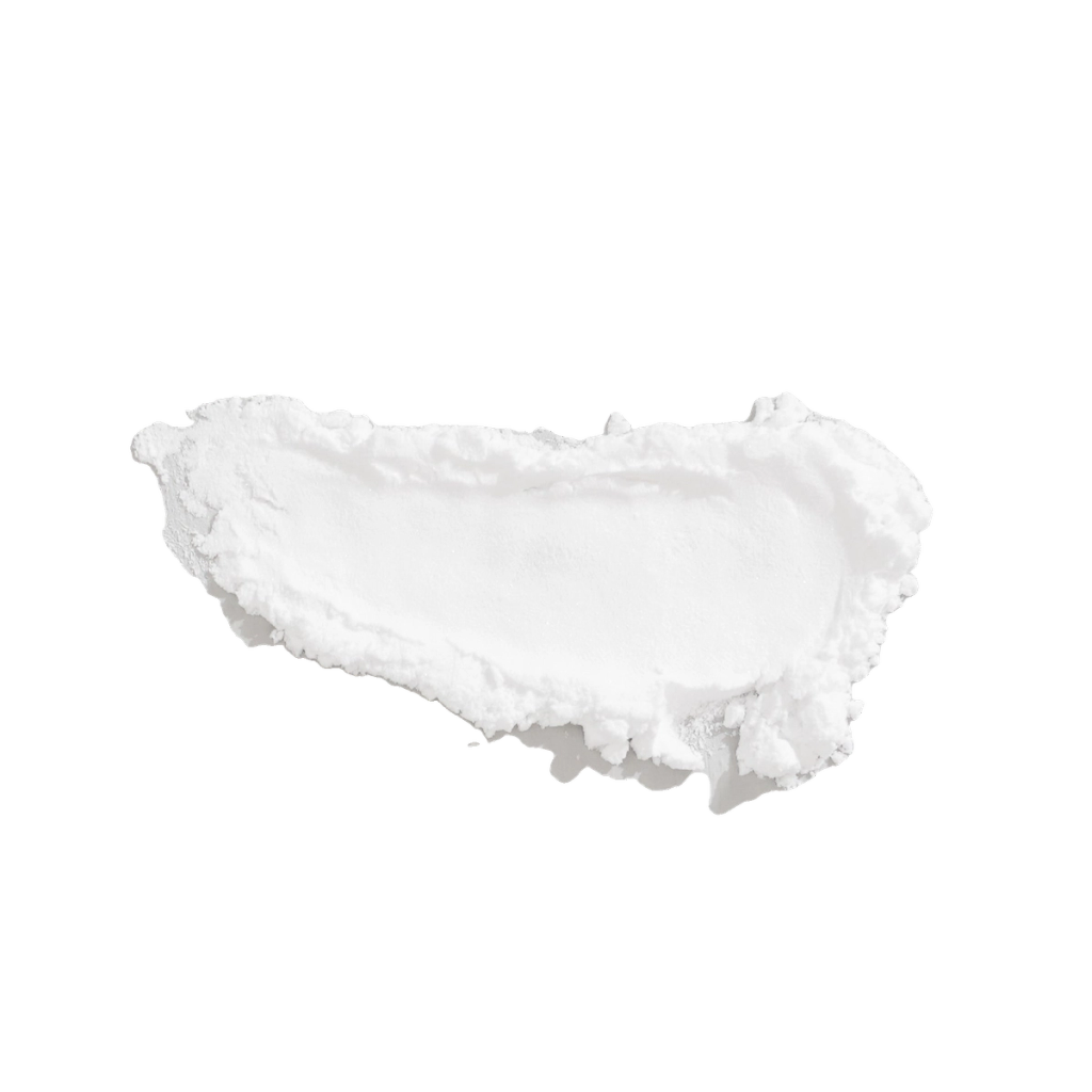 White, shallow crescent-shaped form with a smooth center and rough, uneven edges.