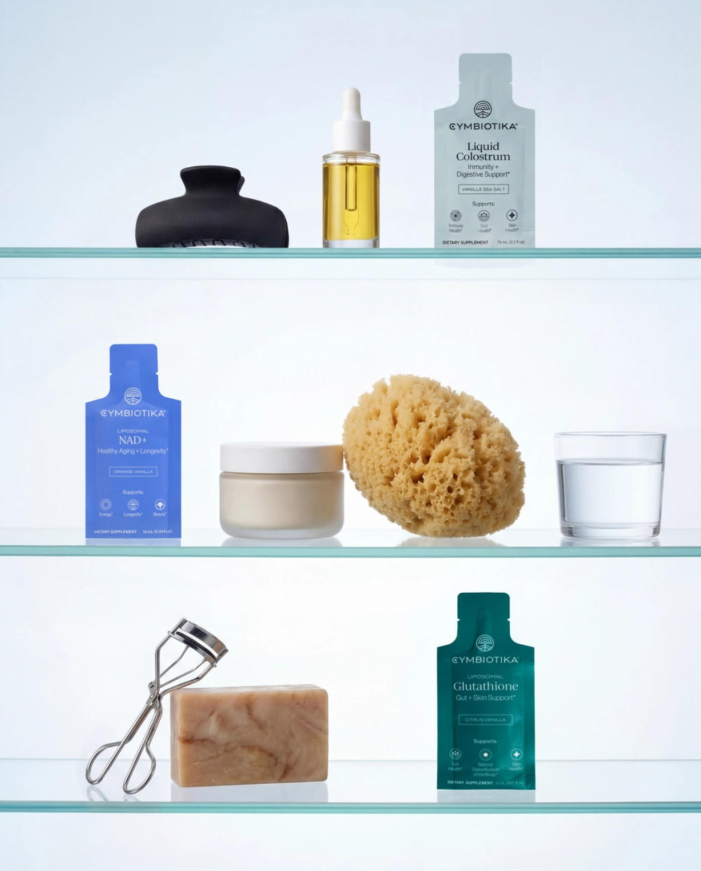 Beauty Shelf with Cymbiotika Products