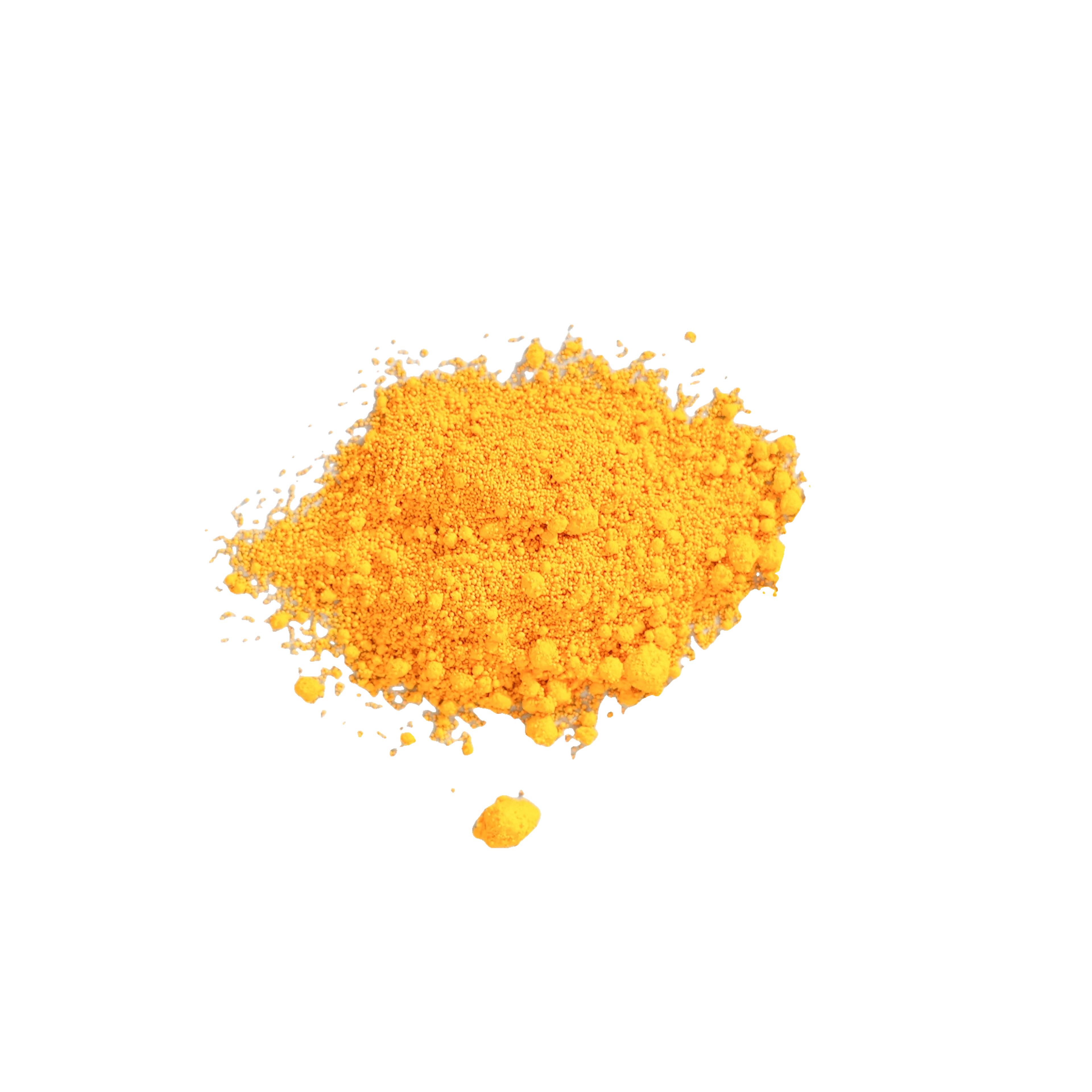 A mound of bright orange-yellow powder with scattered granules.