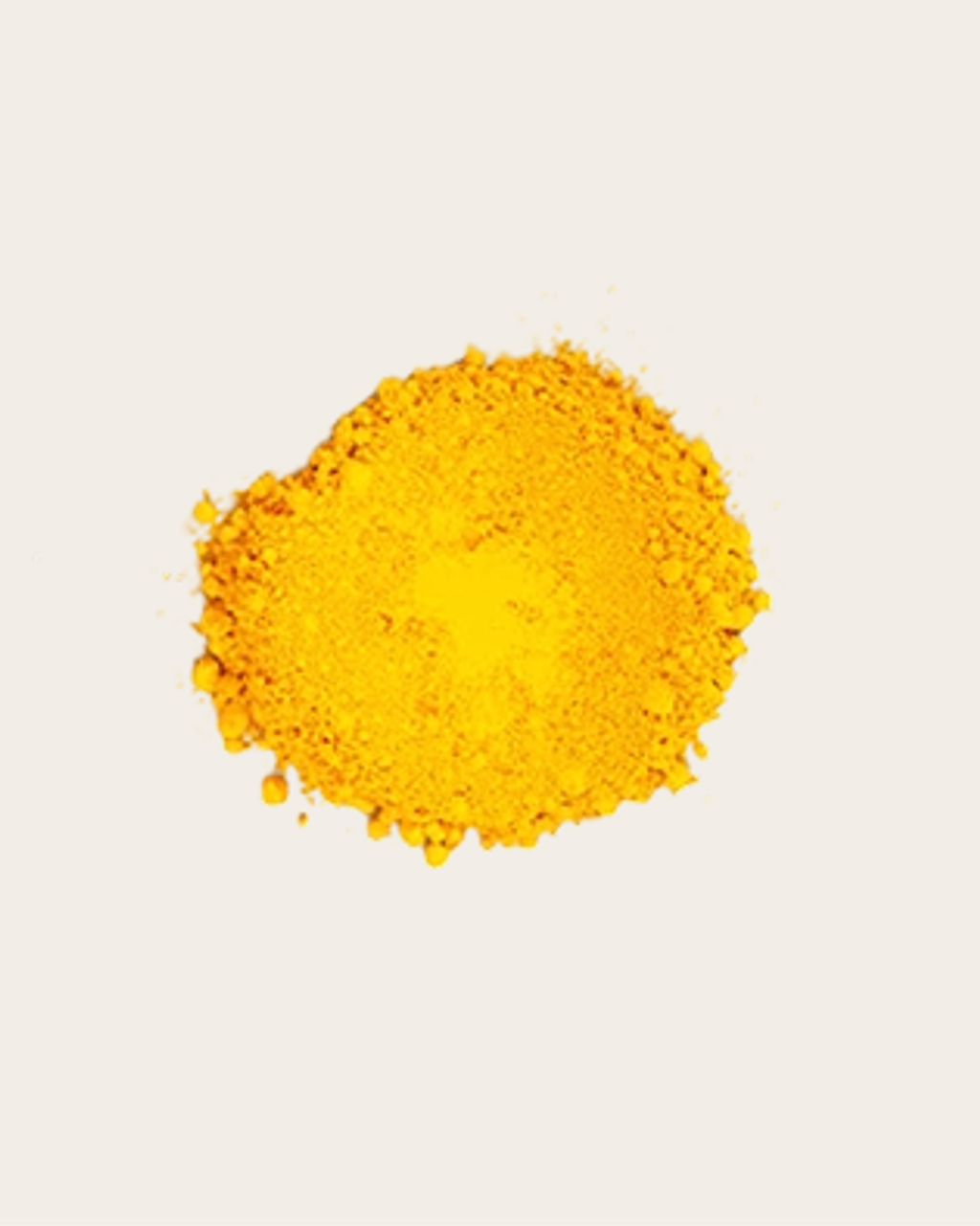 A mound of bright yellow-orange powder with a rough, granular texture.