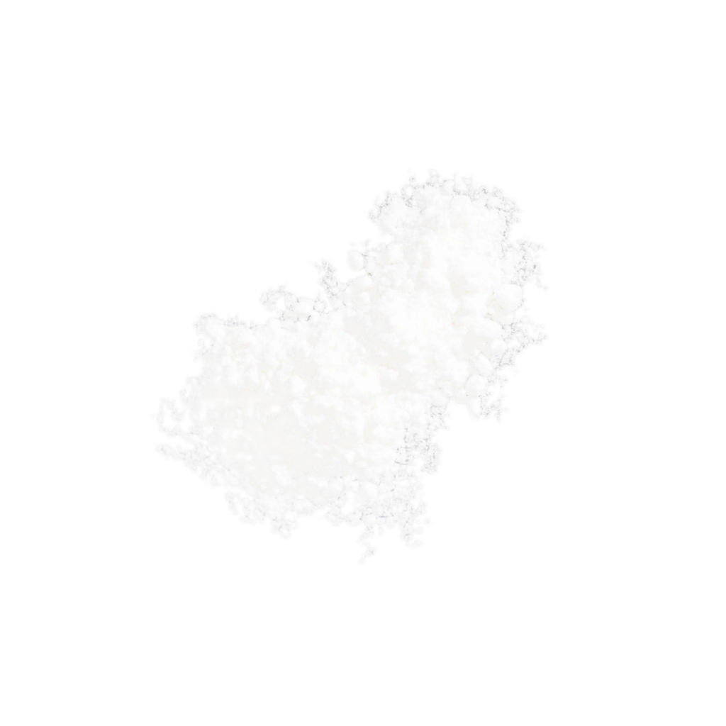 Irregular cluster of white granular material illustrating a formula ingredient.