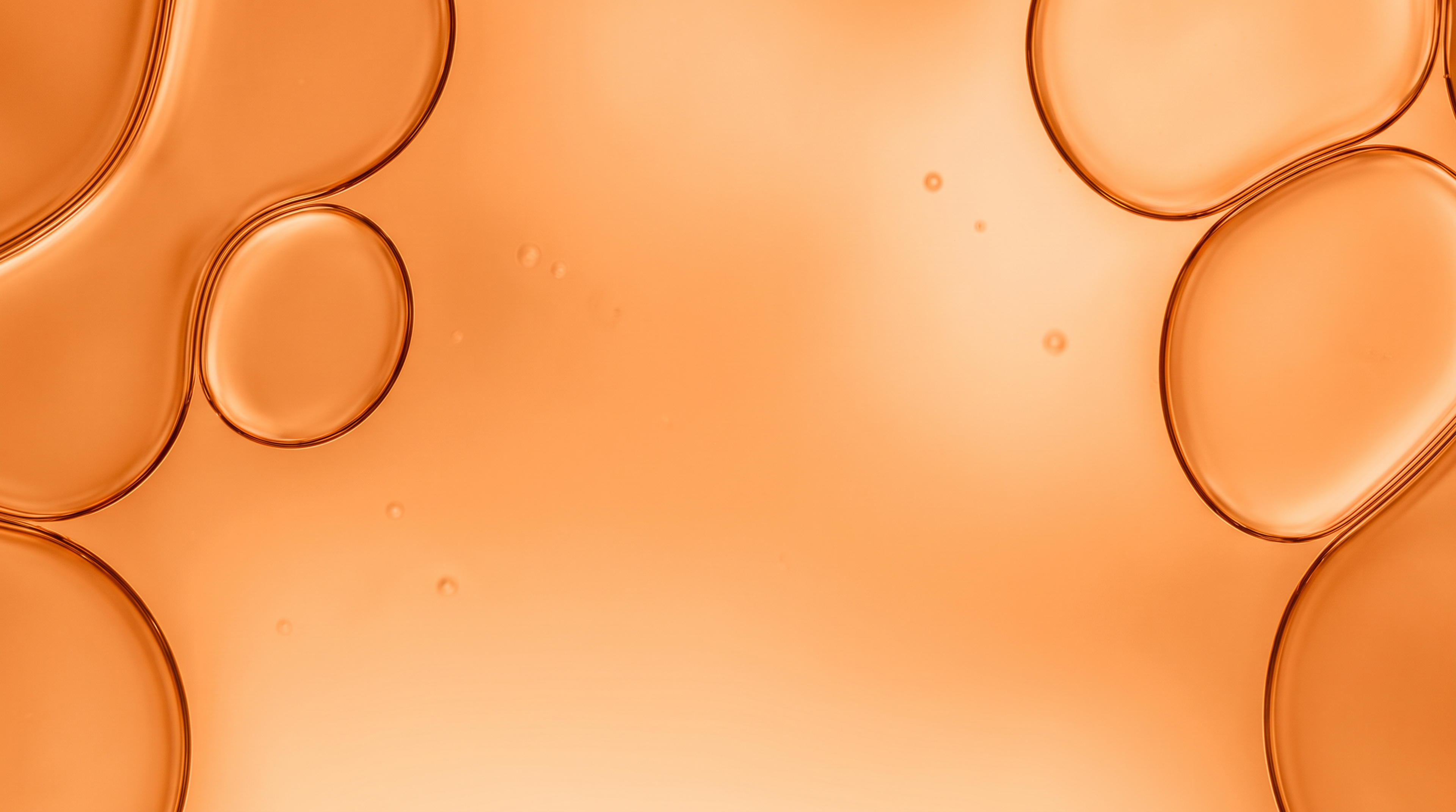 Abstract orange-toned bubble-like forms illustrate the Brain Health section of the liposomal supplement overview.