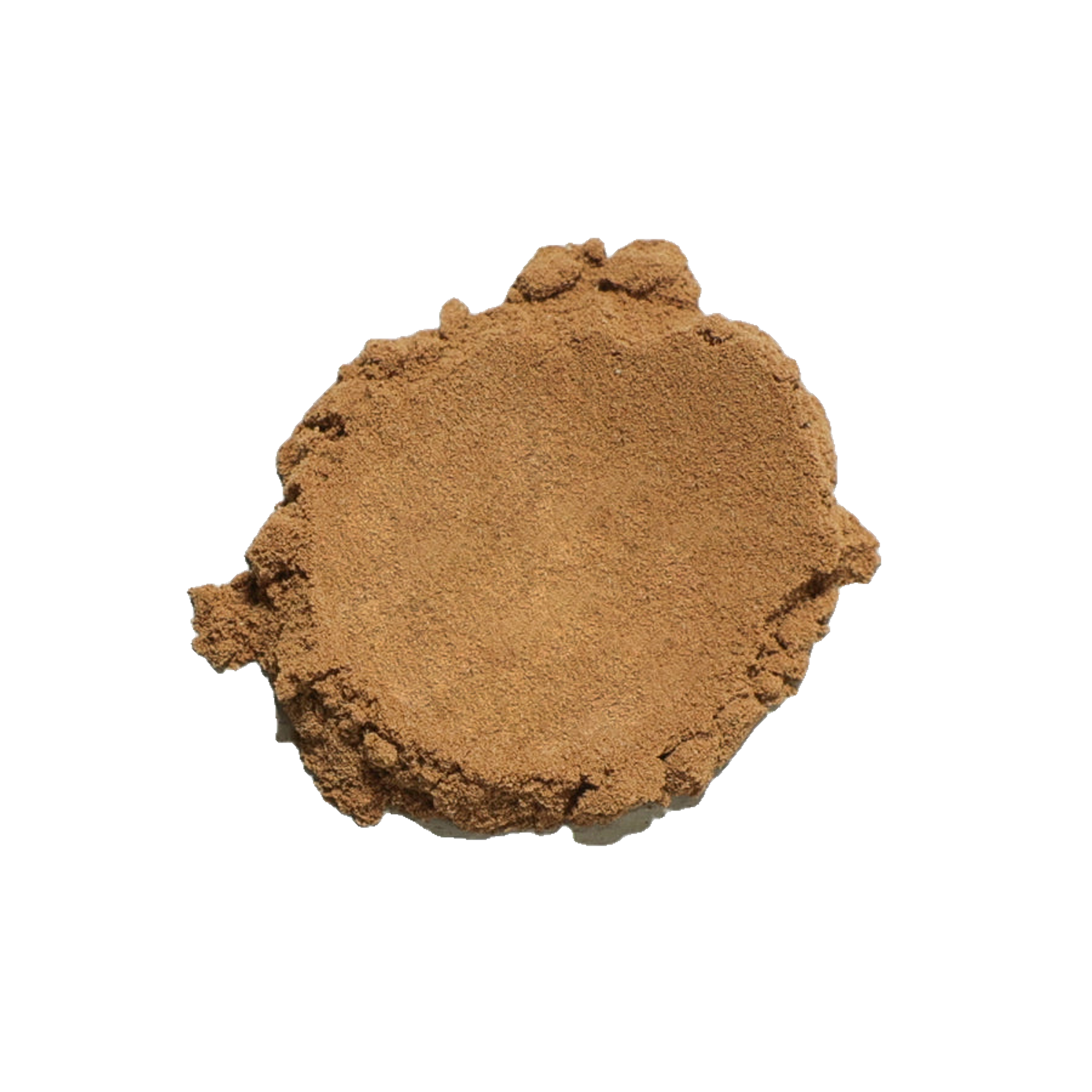 Mound of fine, ochre-brown powder representing an ingredient.