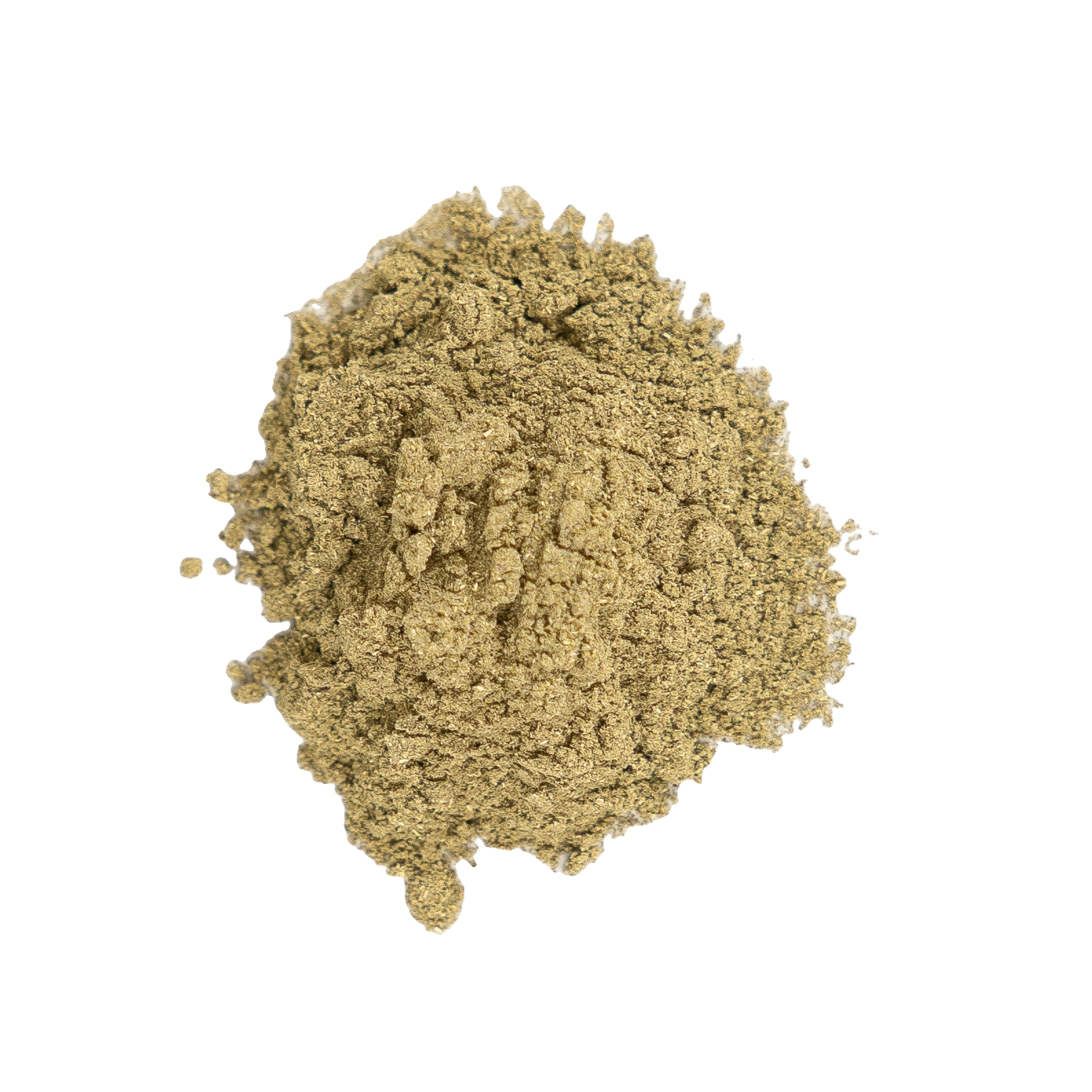 Mound of coarse olive-brown powder used as an ingredient illustration.