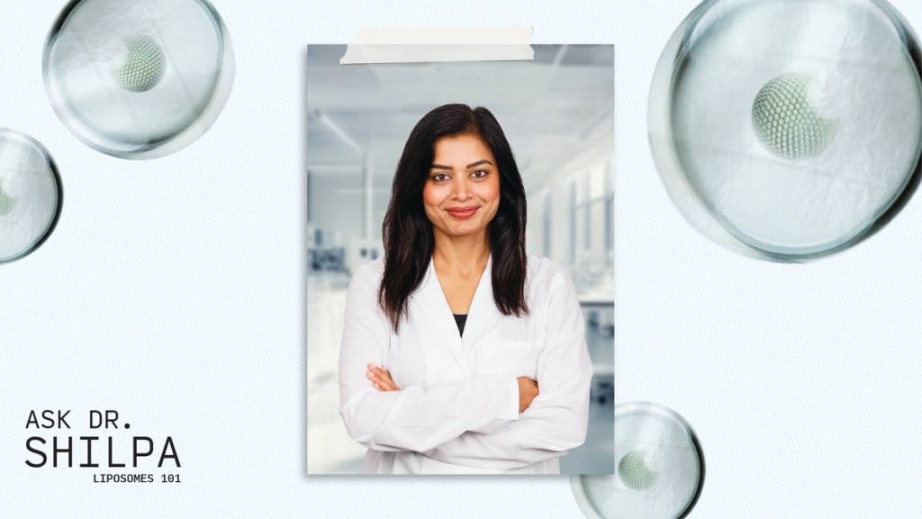 Portrait of a woman in a white lab coat framed by translucent circular shapes, with “Ask Dr. Shilpa” text.