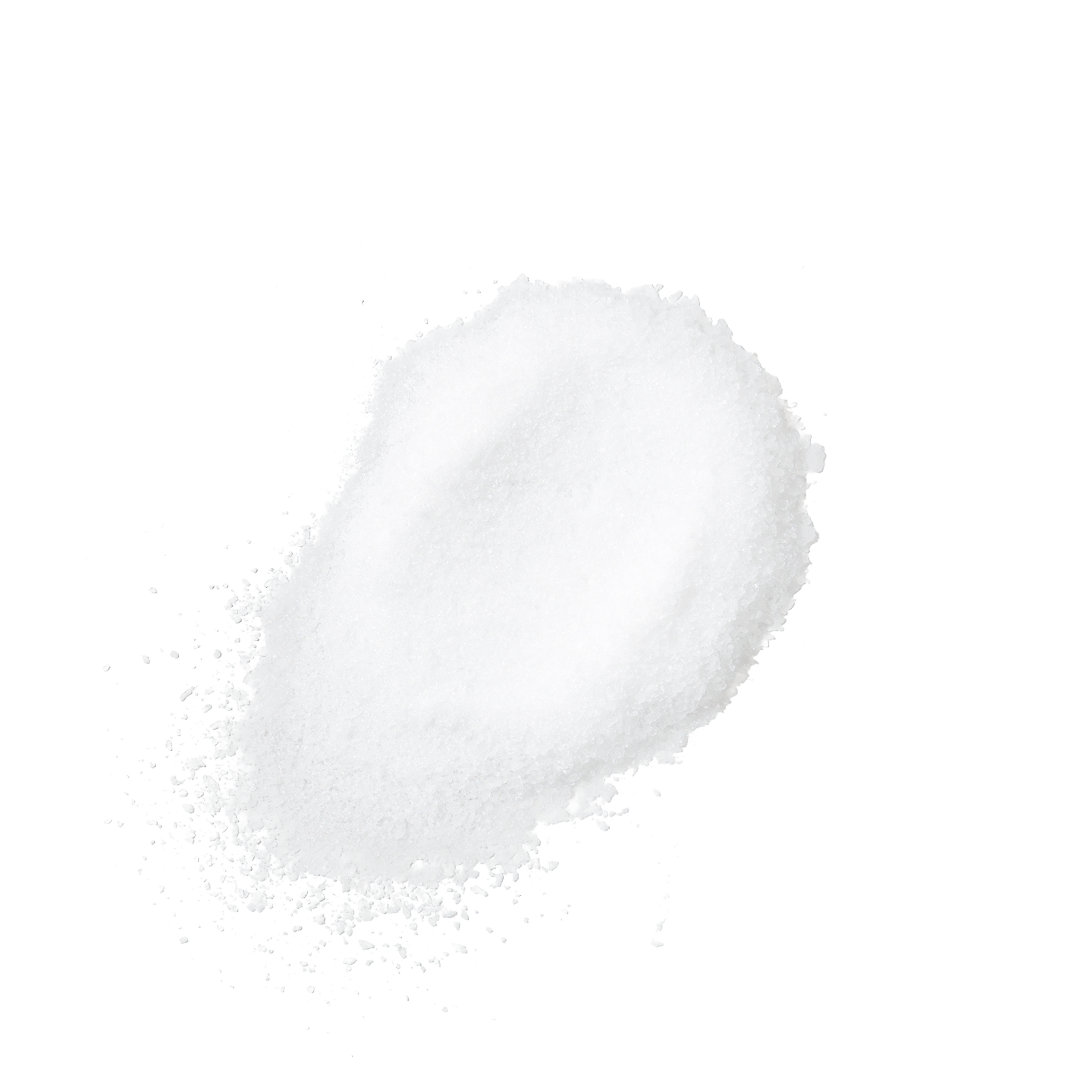 A mound of fine white powder, with loose grains scattered around it.