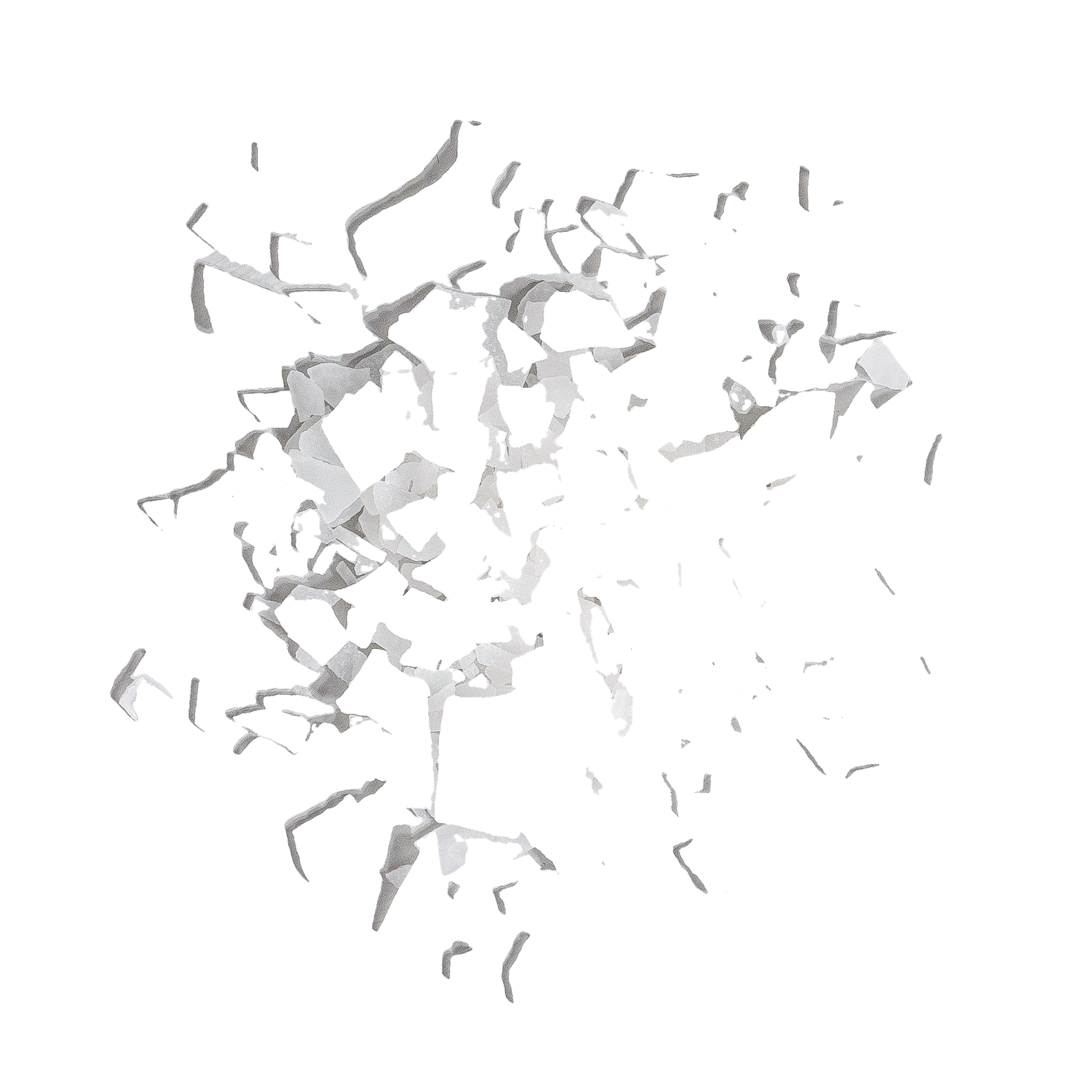 An abstract cluster of pale, irregular angular fragments, used to illustrate magnesium chloride.