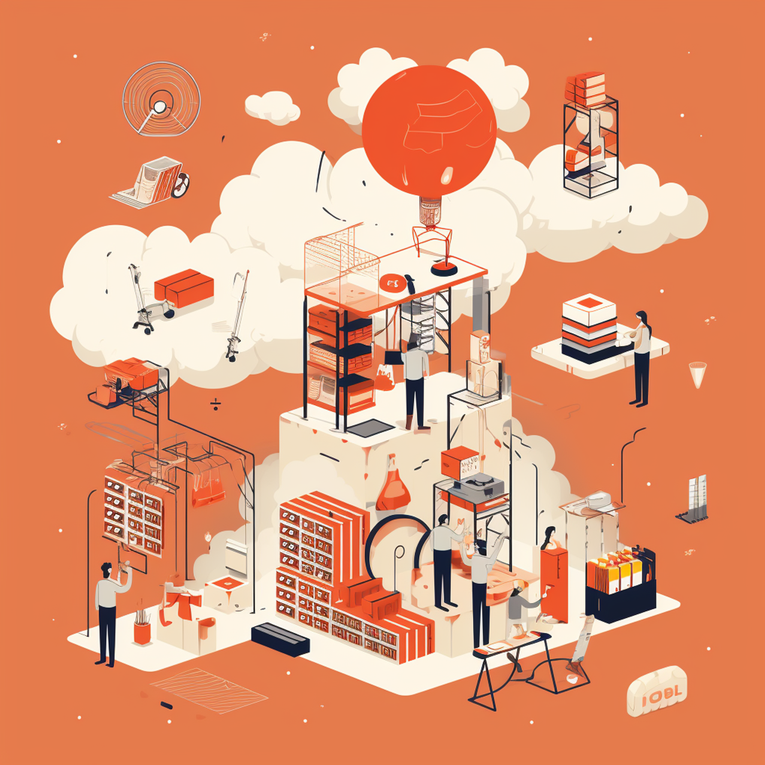 An illustrated image of a complex logistic network