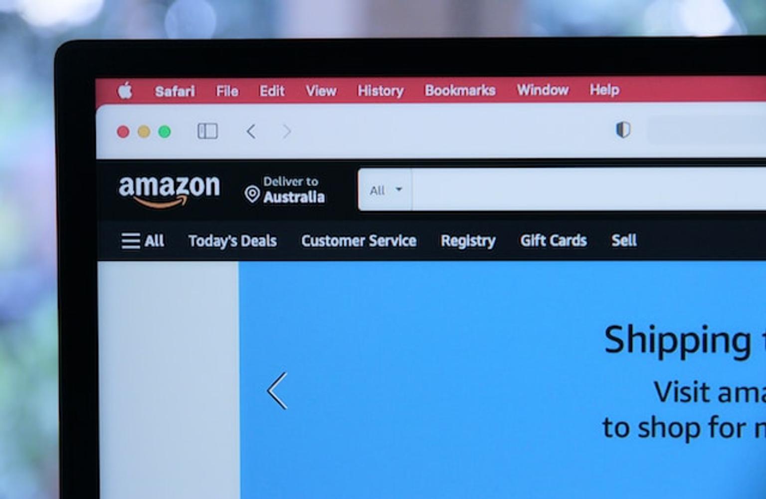 A laptop screen showing Amazon Marketplace's homepage.