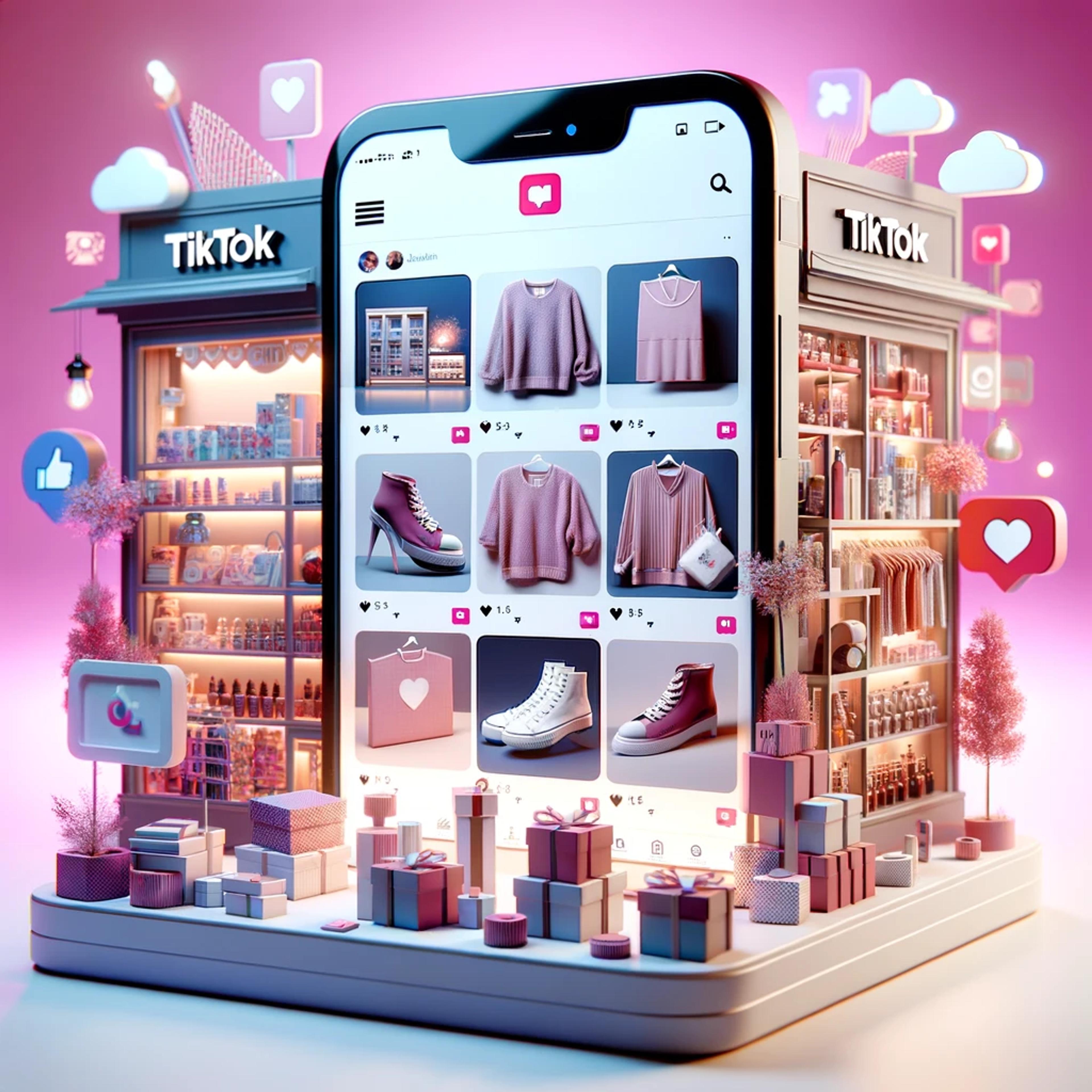 Animation of a TikTok Shop with a smartphone
