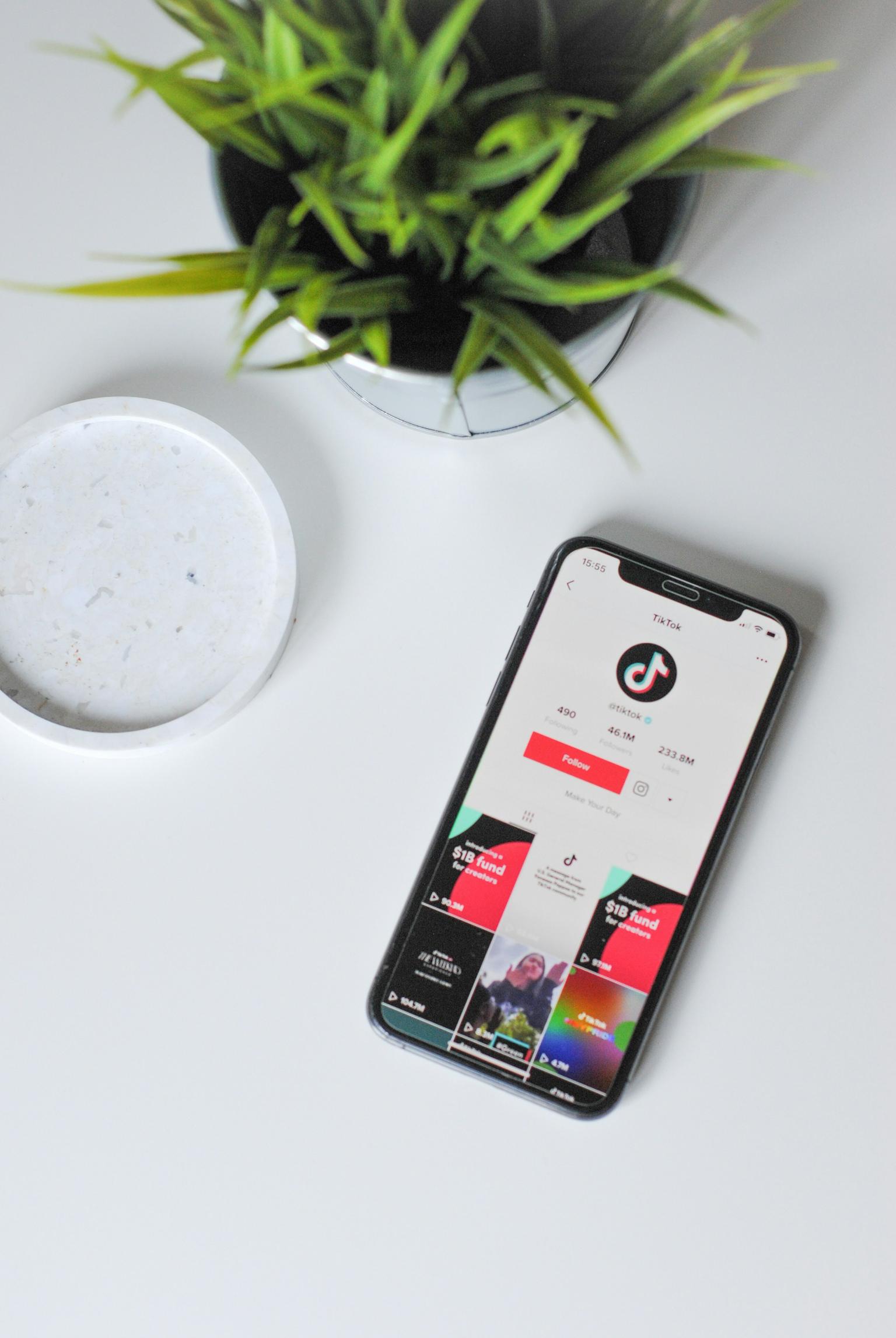 Image of a smartphone with TikTok's app opened