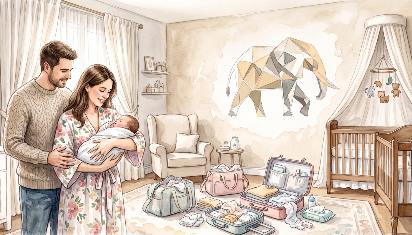 Mãe e bebê recém-nascido em casa