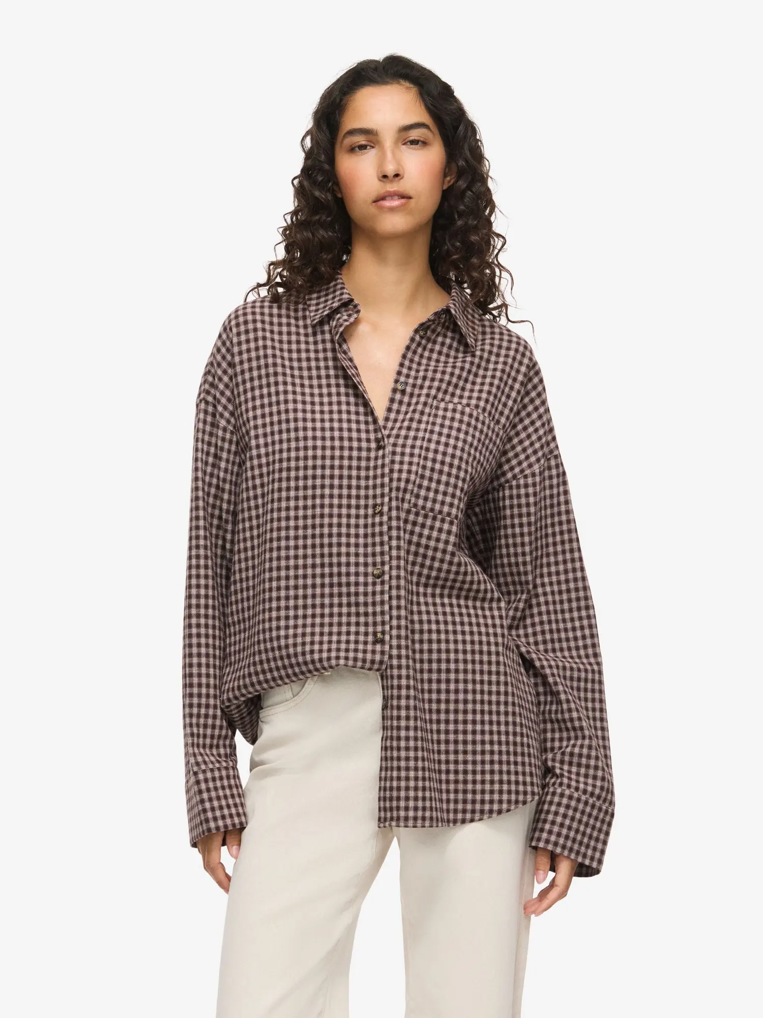 NMHAILEY ZOE long sleeve check shirt in Demitasse
