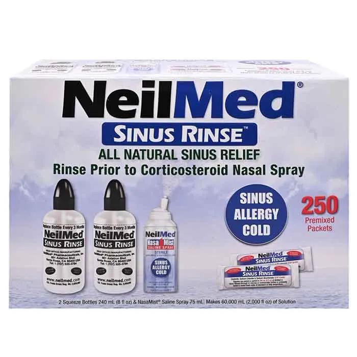 Bộ nước muối rửa mũi hỗ trợ giảm và ngừa viêm mũi Neilmed Sinus Rinse 250 gói