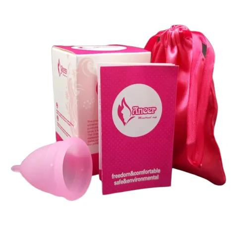 Cốc nguyệt san silicon y tế Aneer dùng thay thế băng vệ sinh màu hồng size L