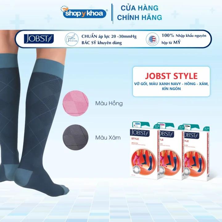 Vớ Y Khoa JOBST Style - Vớ gối, Màu Xanh Navy - Xám - Hồng, Kín Ngón, Áp Lực 20-30mmHg, 2 Chiếc (Tất Y Khoa)