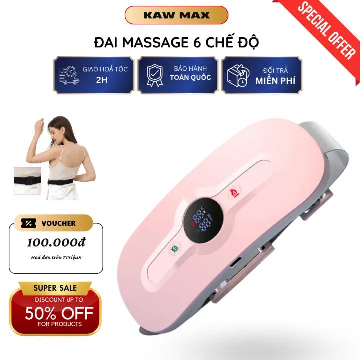 Đai Massage Chườm Nóng KAW, 6 Chế độ Massage Làm Ấm Bụng, Giảm Đau Bụng Kinh Có Màn Hình LED Sạc dây