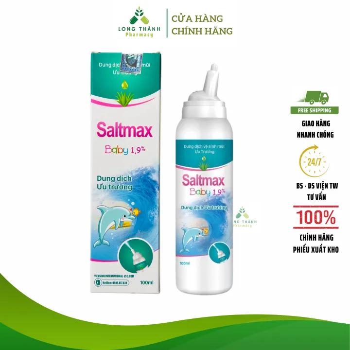 Bình xịt rửa mũi ưu trương Saltmax Baby (NaCl 1,9%) - Làm sạch chất nhầy, giảm nghẹt mũi cho trẻ em (Chai 100ml)
