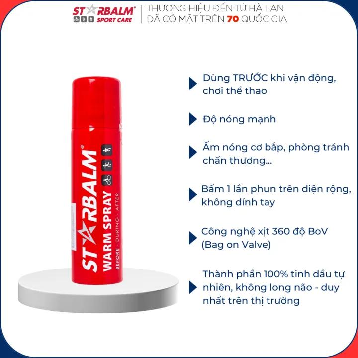 Chai Xịt Nóng STARBALM 150ml Warm Spray Ấm Nóng Cơ, Tăng Sức Bền Cho Cơ Bắp, Hạn Chế Đuối Cơ, Chuột Rút, Căng Cơ
