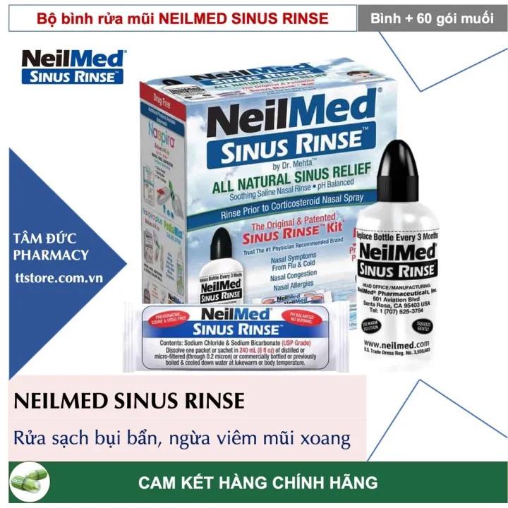 [HCM]Bộ bình rửa mũi NEILMED SINUS RINSE kèm 60 gói muối [Nelmed neomed nelmet]