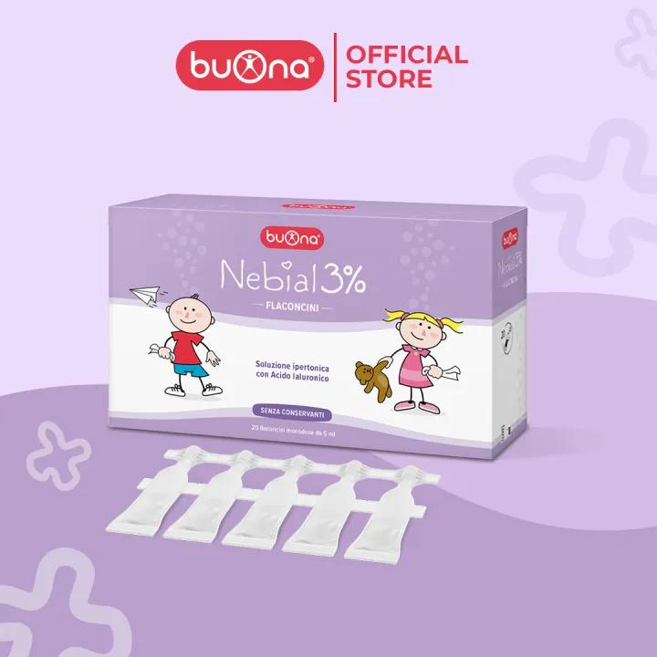 Buona Nebial/ Nebianax 3% Flaconcini, Dung Dịch Nhỏ Mũi Giảm Sổ Mũi, Nghẹt Mũi - Hộp 20 Ống Đơn Liều 5ml