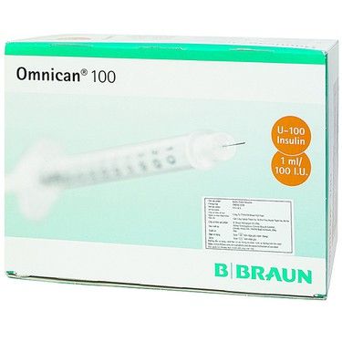 Kim tiêm tiểu đường B.Braun Omnican 1ml/100 I.U màu cam dùng cho người tiểu đường (100 cái)