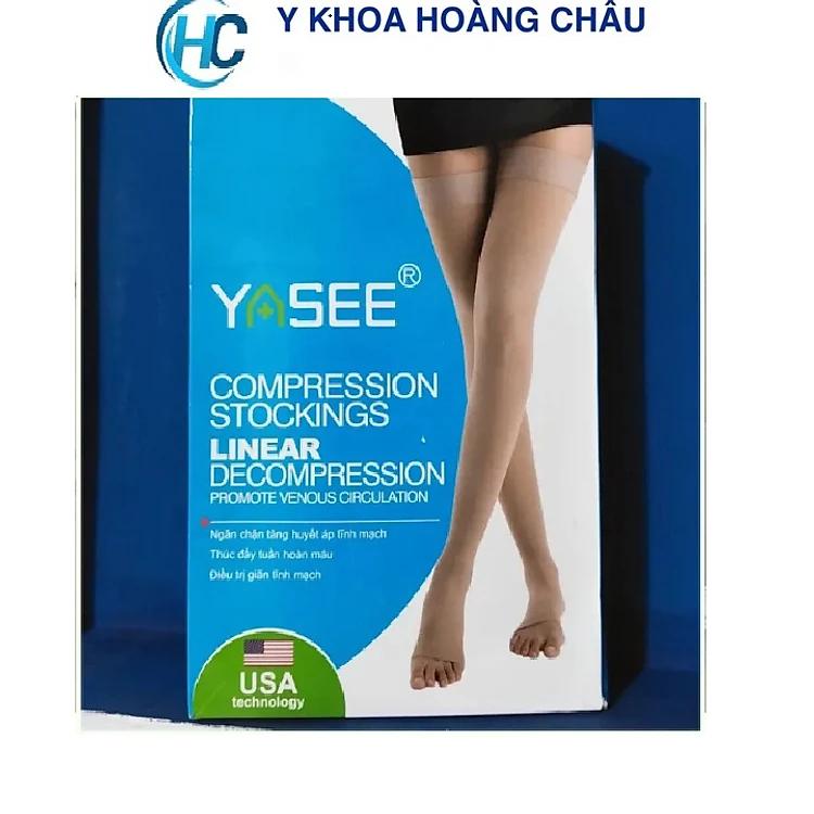 Vớ y khoa (vớ đùi) Yasee, tất chống suy giãn tĩnh mạch (Vớ đùi, màu da, hở ngón)