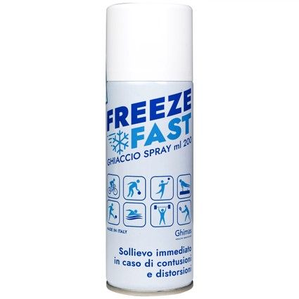 Chai xịt lạnh giảm đau Freezefast Ghiaccio Spray 200ml phù hợp cho bầm tím, bong gân, chấn thương thể thao